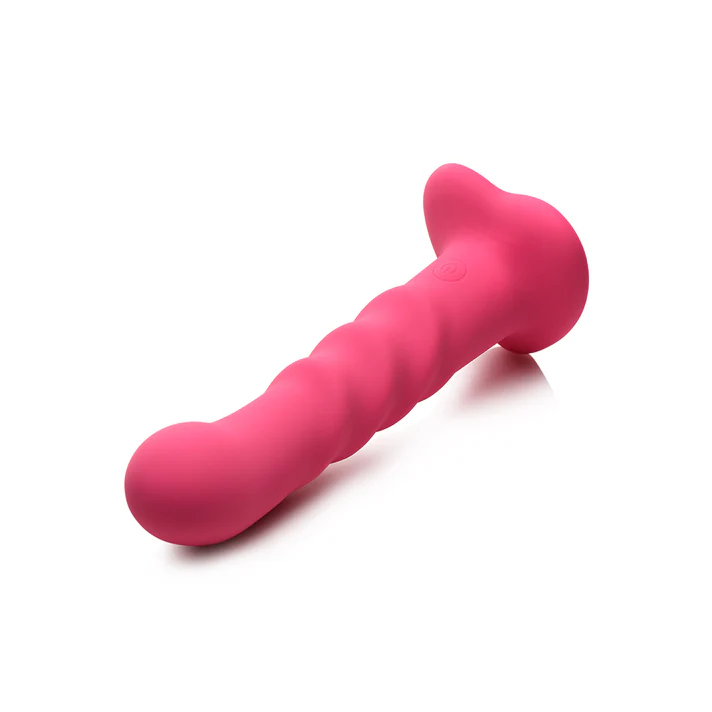 Simply Sweet Vibrating Ribbed Silicone Dildo W/ Remote