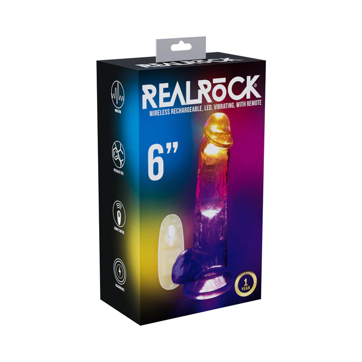 RealRock Wireless Rechargeable Remote Control Vibrating 6 in. Dildo