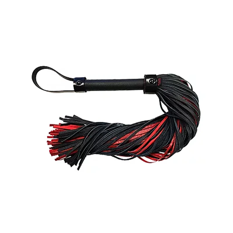 Leather Long Flogger- Burgunday & Black