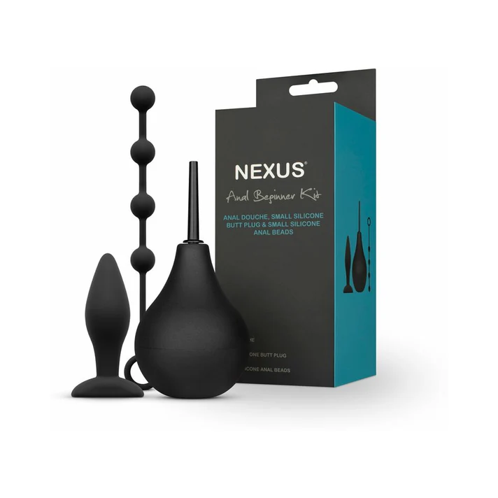 Nexus Anal Beginner Kit with Douche, Silicone Beads, Small Silicone Butt Plug