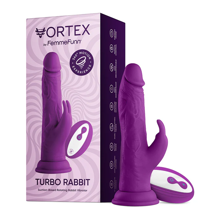 Vortex Turbo Rabbit 8 in. Dual Stimulation Vibrating Dildo