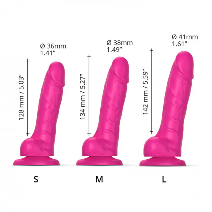Realistic Collection Sliding Skin Dual-Density Silicone Dildo Fuchsia L